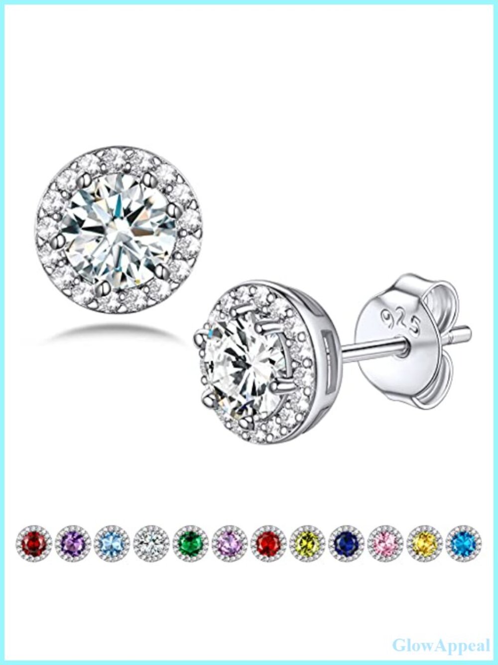 925 Sterling Silver Birthstone Stud Earrings Sparkling Solitaire